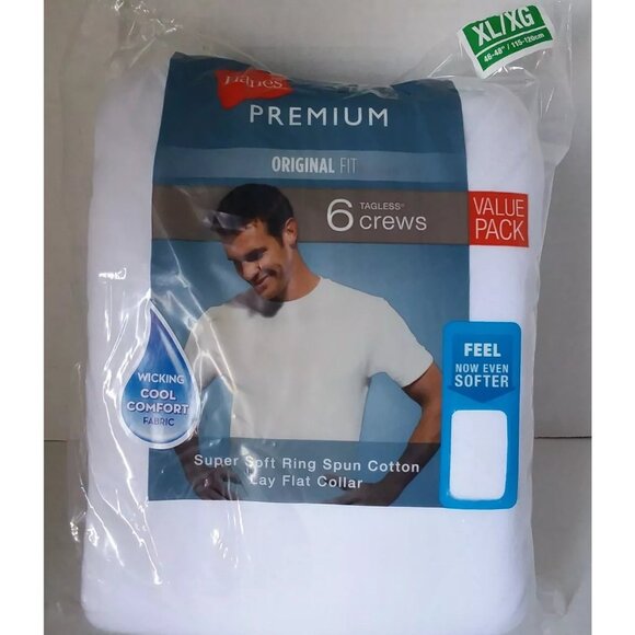Hanes 6 Premium Tagless Crews T-shirt Size XL-XG "NEW" - Picture 1 of 2
